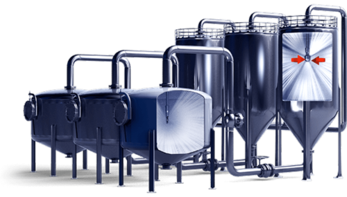 Béc phun 360 độ rửa bể chứa cho nhà máy công nghiệp